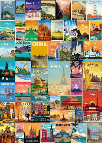 Vintage World Travel Jigsaw Puzzle 1000 Stücke
